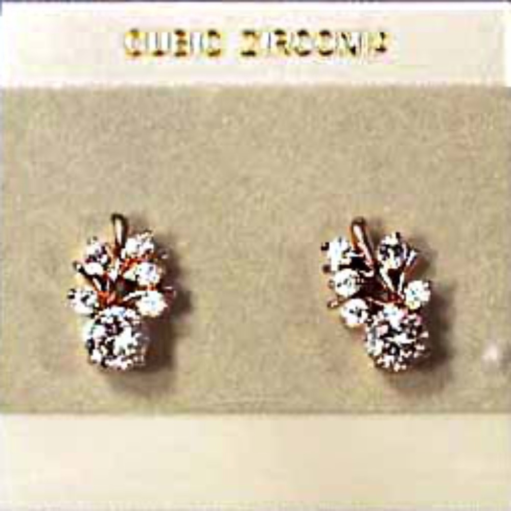 3 CARAT CENTRE STONES, 5 SIDE STONES, CUBIC ZIRCONIA EARRINGS, TAG ON, FLORAL